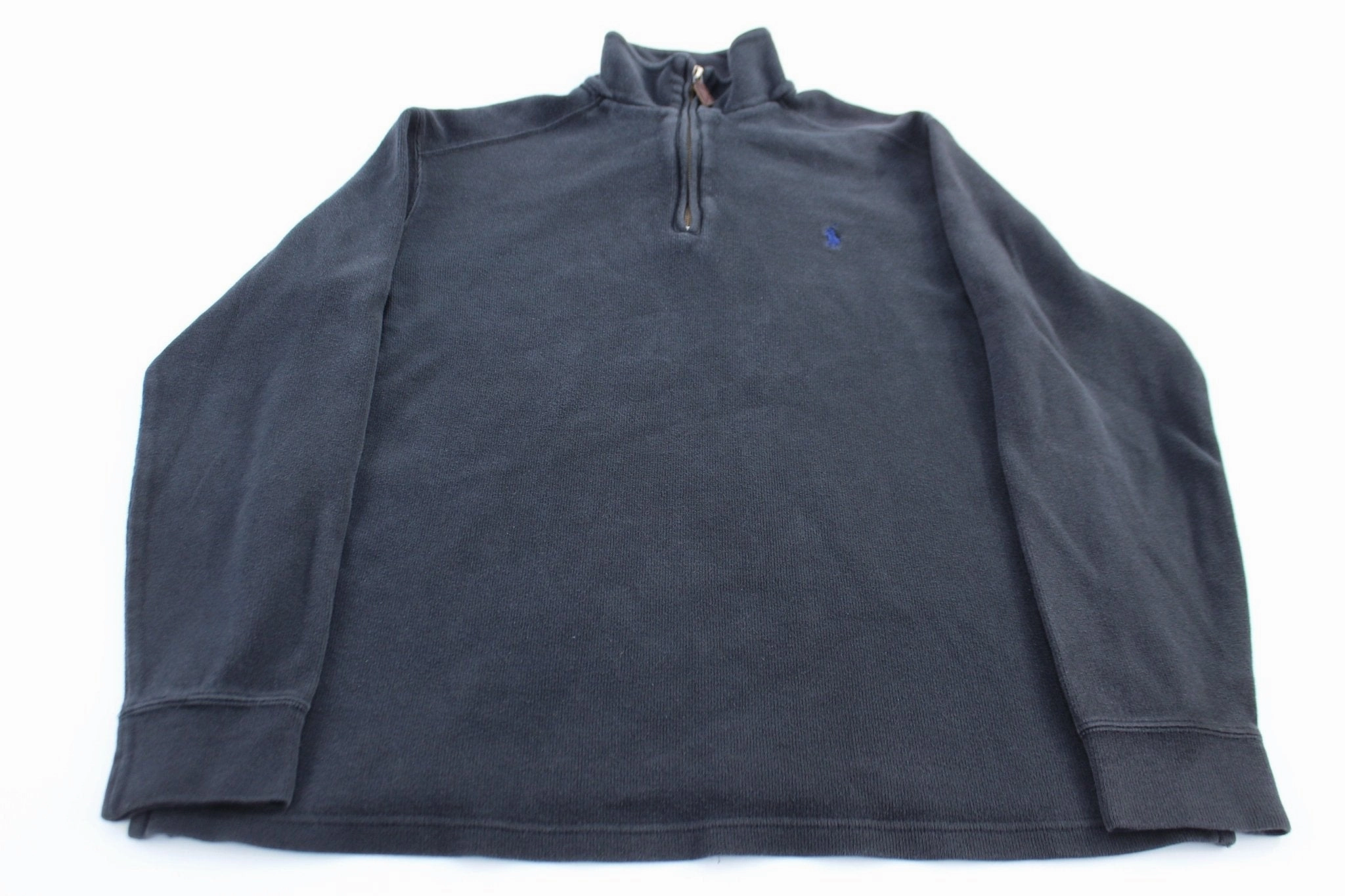 Street Bold label accents Polo by Ralph Lauren Embroidered Logo Black Quarter Zip Sweater