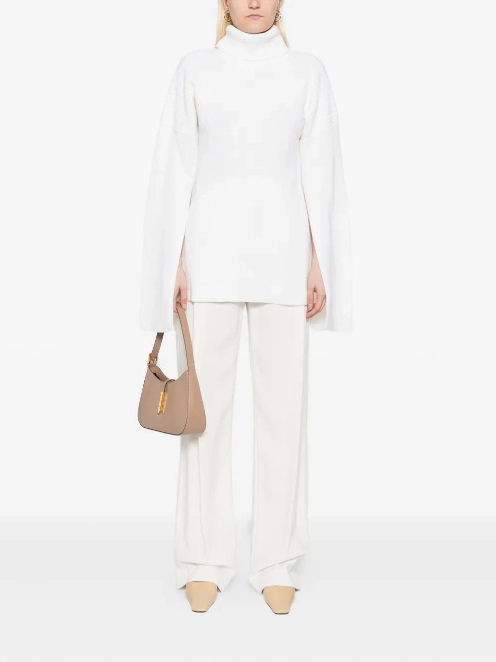 Slit Sleeve Knit in Ecru Versatile Trend