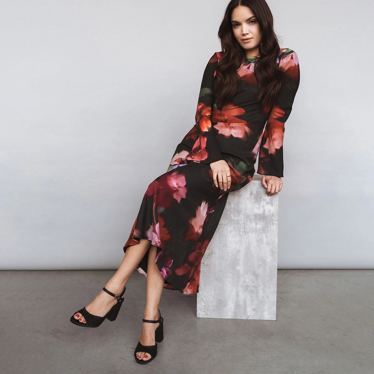 The Monica Heeled Sandal Black Satin Impact protection