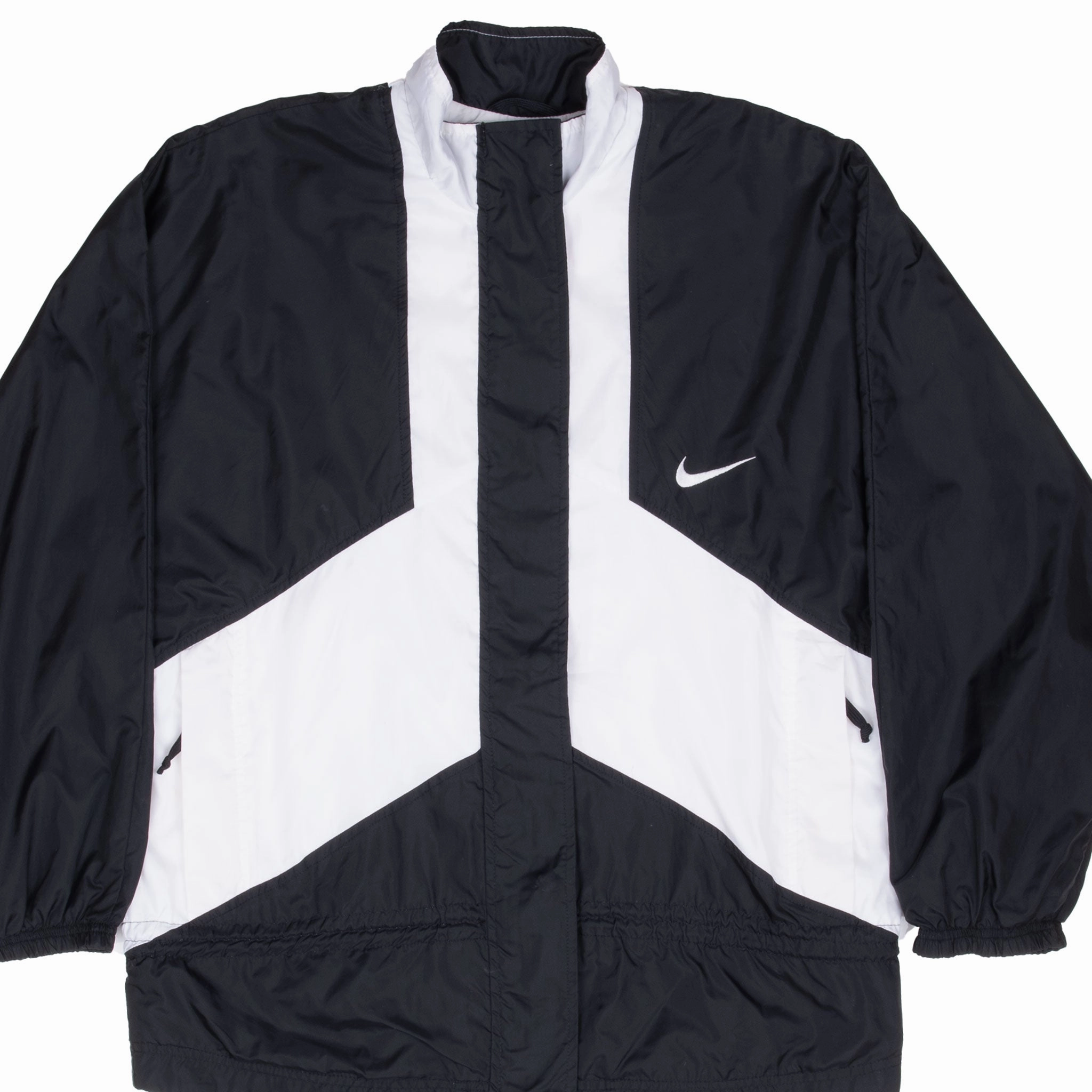 Light Protection Snow Weather VINTAGE NIKE BLACK AND WHITE BIG SWOOSH WINDBREAKER JACKET 1990S SMALL WOMEN