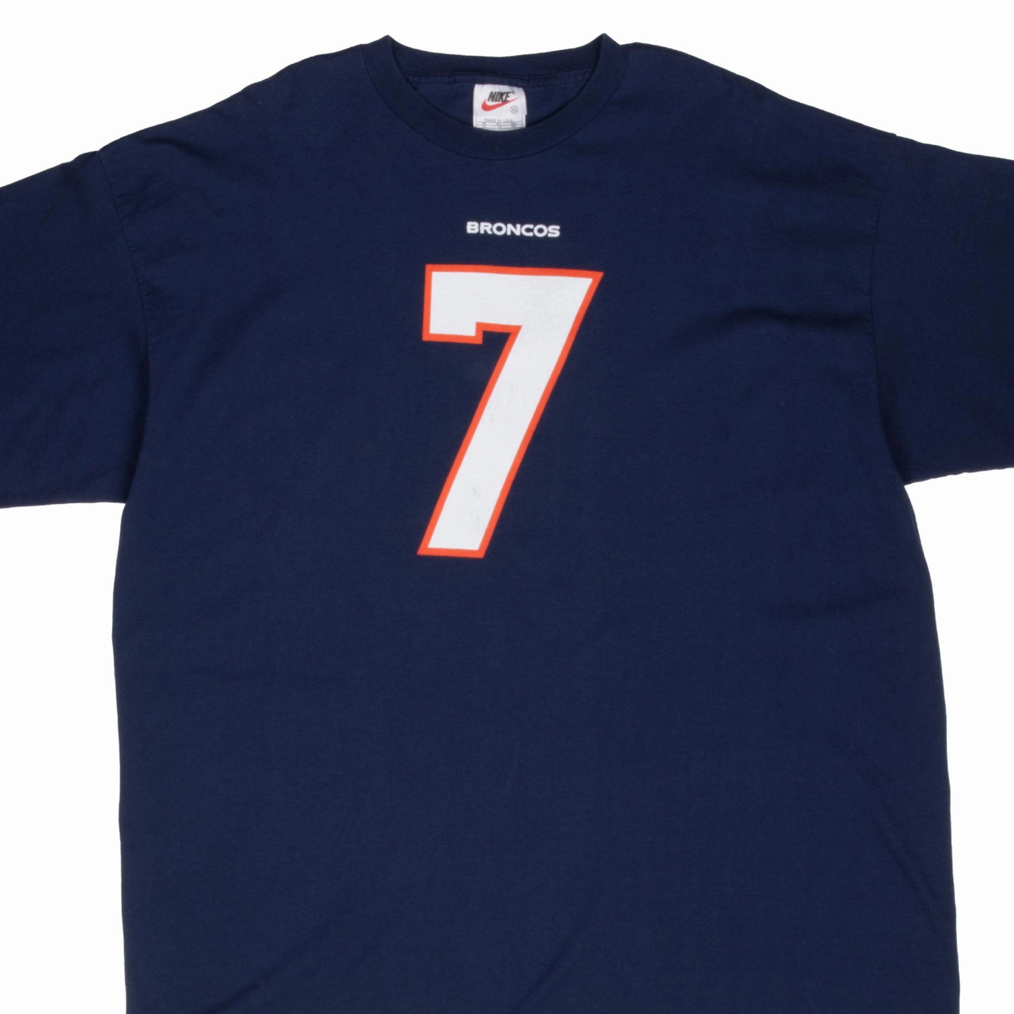 Soft Stretch Fit VINTAGE NIKE NFL DENVER BRONCOS ELWAY #7 TEE SHIRT 2004 2XL MADE IN USA