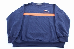 Zip Closure Vintage Denver Broncos Embroidered Striped Sweatshirt