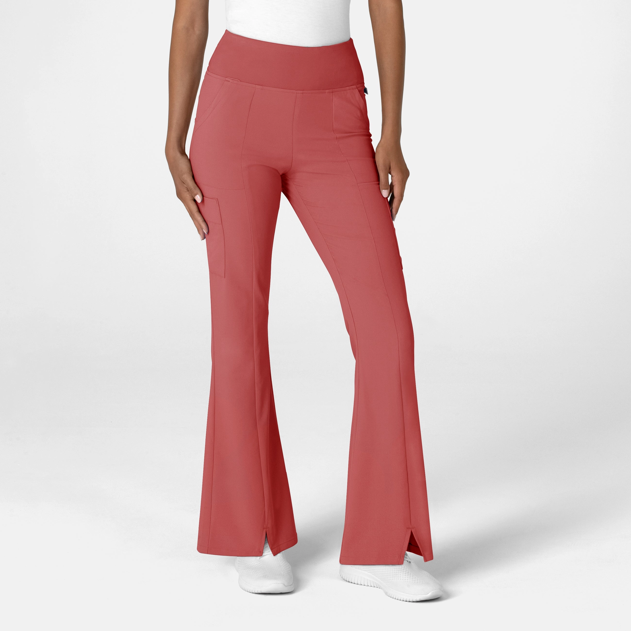 RENEW Women's Cargo Flare Scrub Pant - Mineral Red Windproof Design