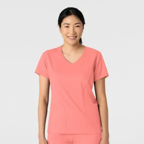 Versatile Base Layer Chic Sweater Boundless Women's 2-Pocket V-Neck Scrub Top - Paradise Pink