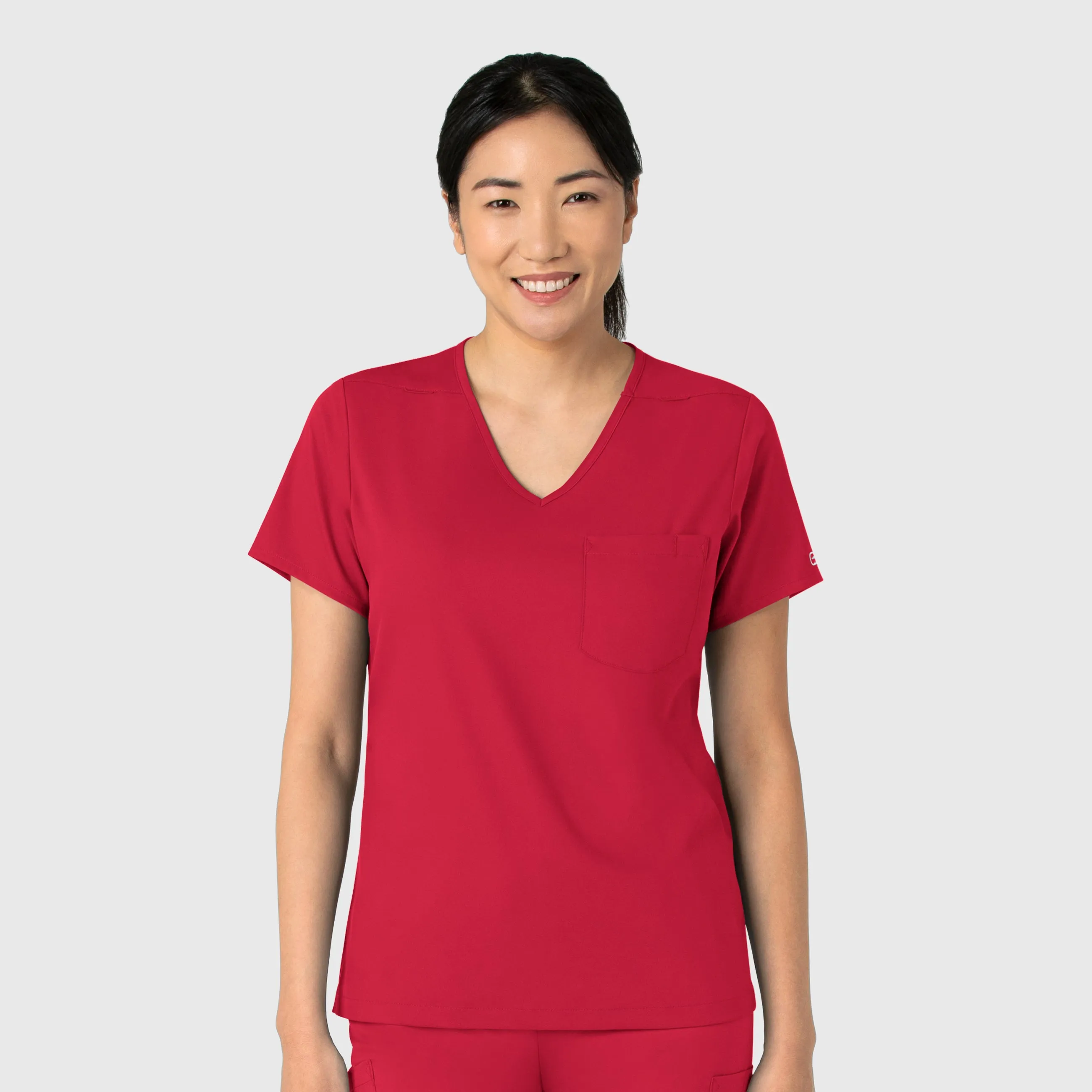 Boundless Women's Tuck-In Scrub Top - Red Stretch Material