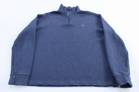 Hooded durability test Polo Ralph Lauren Embroidered Logo Blue Quarter Zip Sweater