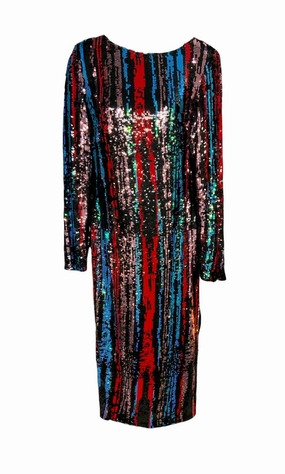 Dress the Population Women??s Multicolor Sequined Dress S Influencer-Style