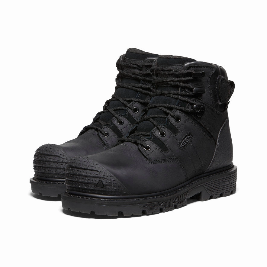 Cushioned Base Extreme Grip Men's Camden 6" Waterproof Boot (Carbon Toe)  |  Black/Black