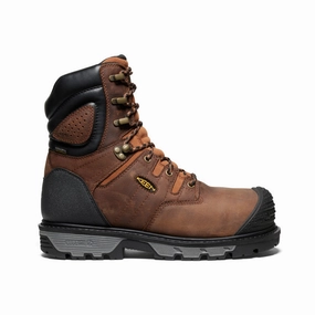 Men's Camden 8" Insulated Waterproof Boot (Carbon Toe)  |  Leather Brown/Black Cushioned Step Cold Weather Commuter Machine washable
