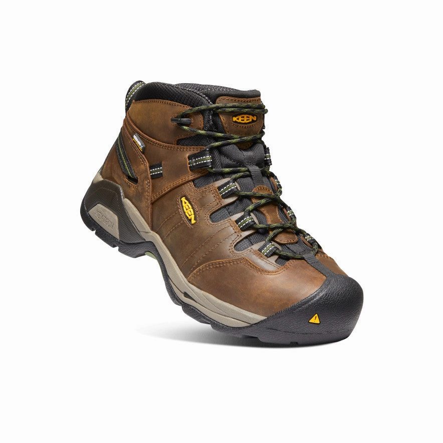 Mountain Side Durable Shell Trail Exploration Men's Detroit XT Waterproof Boot (Steel Toe)  |  Cascade Brown/Bronze Green