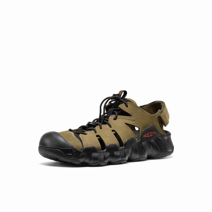 Men's Hyperport Fisherman Leather Sandal  |  Dark Olive/Black Relaxed Style