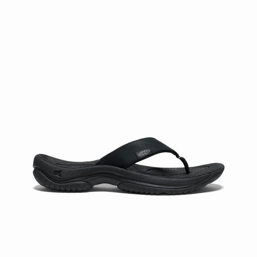 Men's Kona Leather Flip-Flop  |  Black/Steel Grey Fashionable Flip-flops for Travel