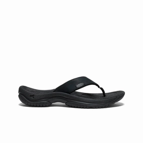 Men's Kona Leather Flip-Flop  |  Black/Steel Grey Fashionable Flip-flops for Travel