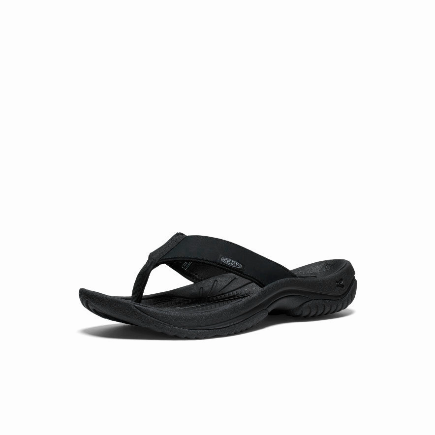 Chill Time Men's Kona Leather Flip-Flop  |  Black/Steel Grey