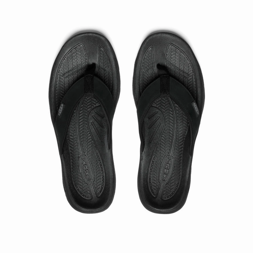 Men's Kona Leather Flip-Flop  |  Black/Steel Grey Wander Wear