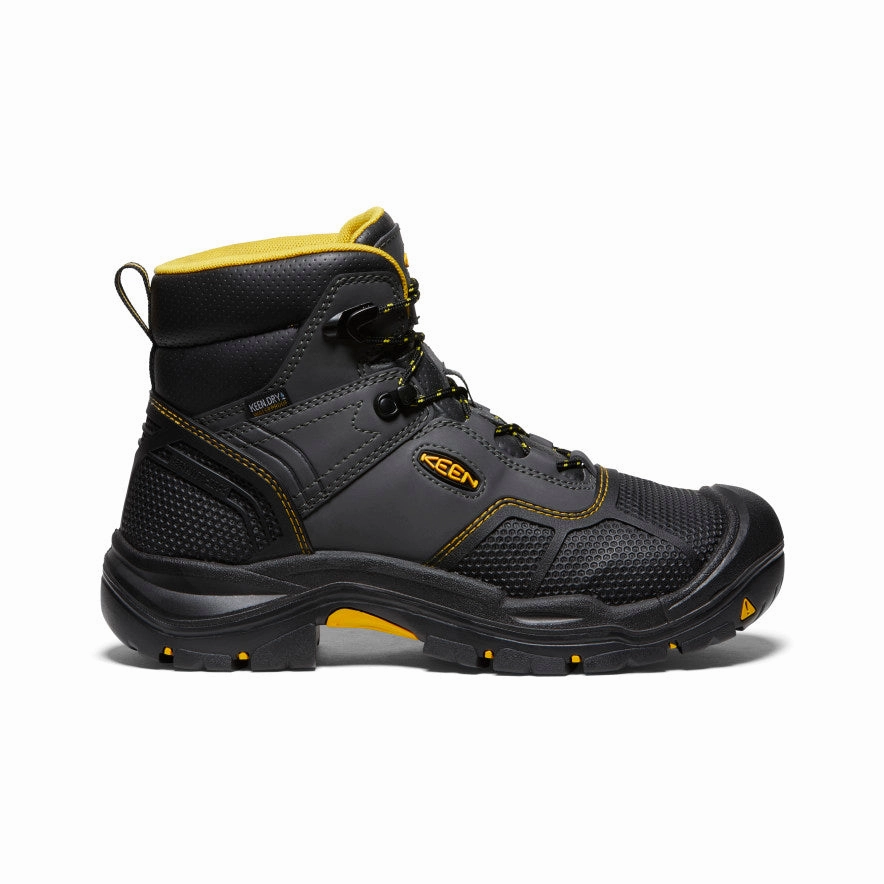 Anti Slip Traction Men's Logandale Waterproof Boot (Steel Toe)  |  Raven/Black
