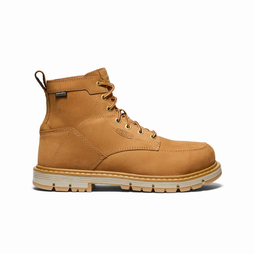 Sporty Vibe Stylish Option Men's San Jose 6" Waterproof 90?? Heel Boot (Aluminum Toe)  |  Bistre/Gum