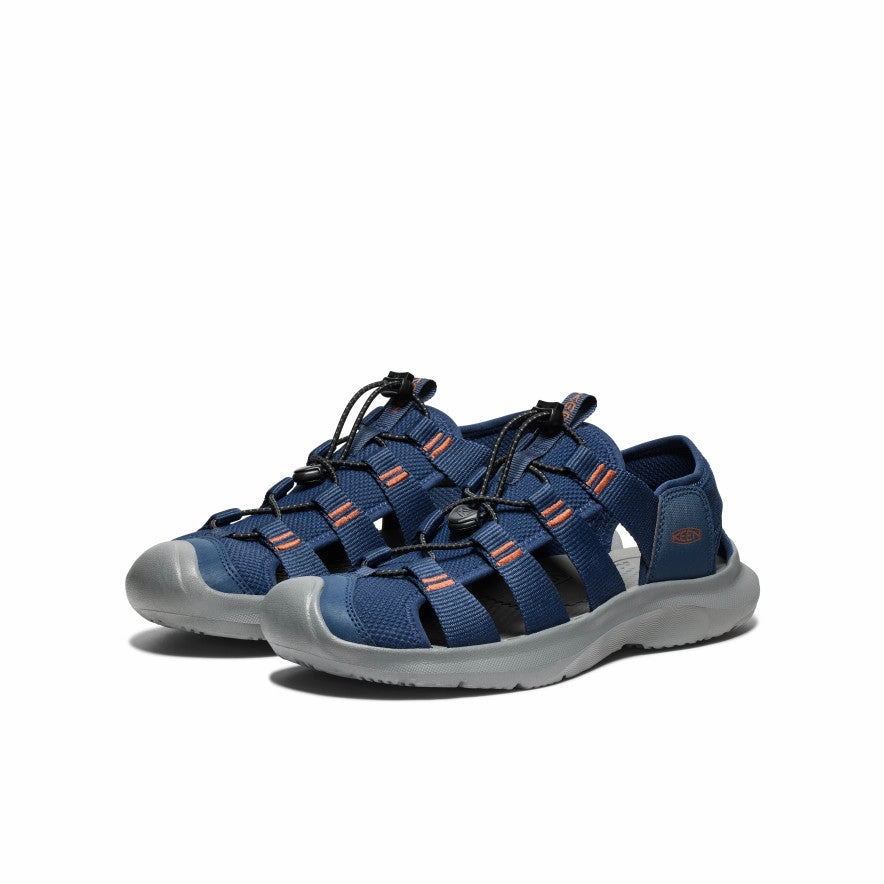 Layered Shock Pad Comfortable Straps Men's Seanik H2 Sandal  |  Naval Academy/Gold Flame
