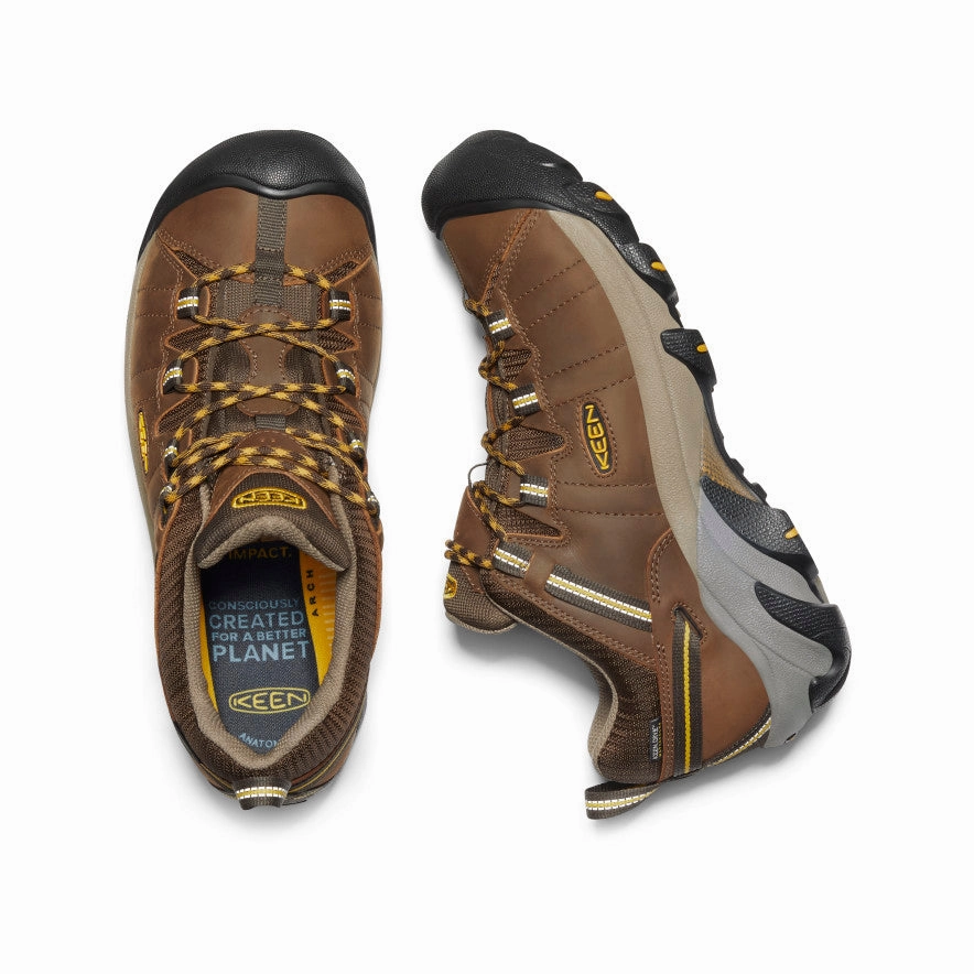 Traction Outsole Comfortable Heel Cup Men's Targhee II Waterproof Wide  |  Cascade Brown/Golden Yellow