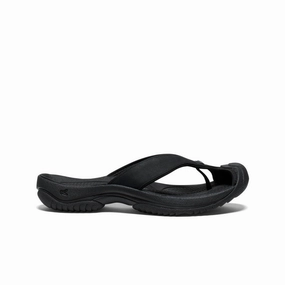 Breathable Lining Outdoor Flats Men's Waimea Leather Flip-Flop  |  Black/Black