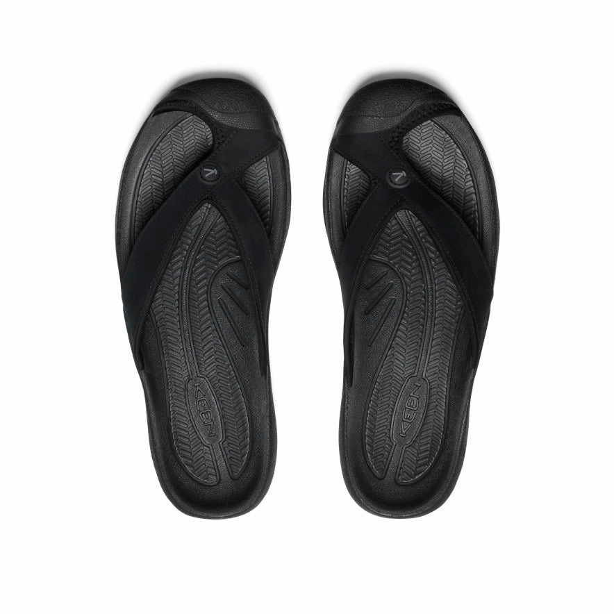 casual wear shoes Men's Waimea Leather Flip-Flop  |  Black/Black