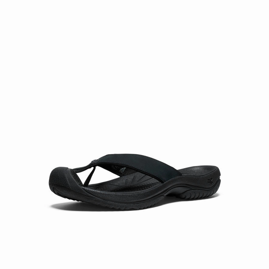 Men's Waimea Leather Flip-Flop  |  Black/Black Chic Flats