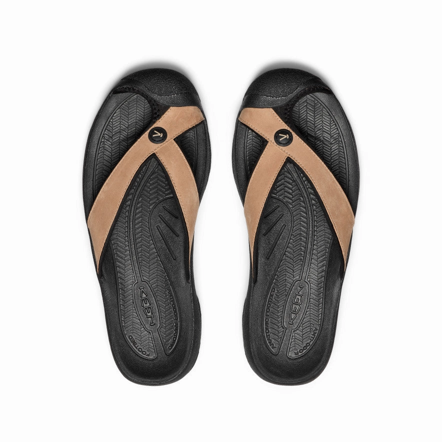Breathable Sole Men's Waimea Leather Flip-Flop  |  Cornstalk/Black