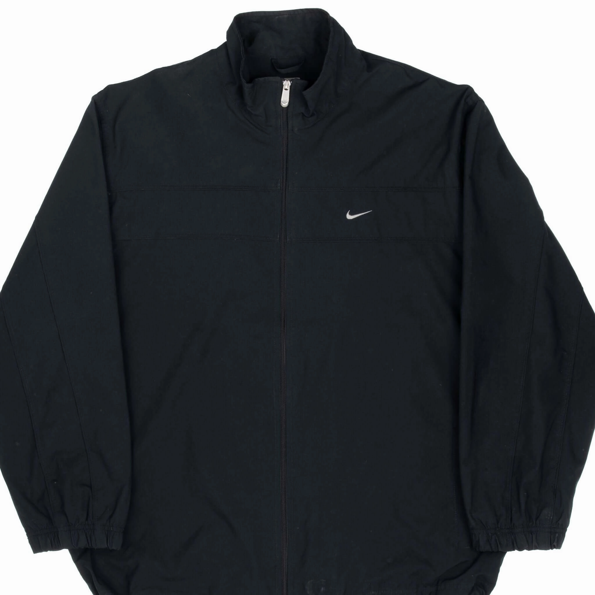 VINTAGE NIKE CLASSIC SWOOSH BLACK WINDBREAKER JACKET 2000S 2XL Tailored Silhouette