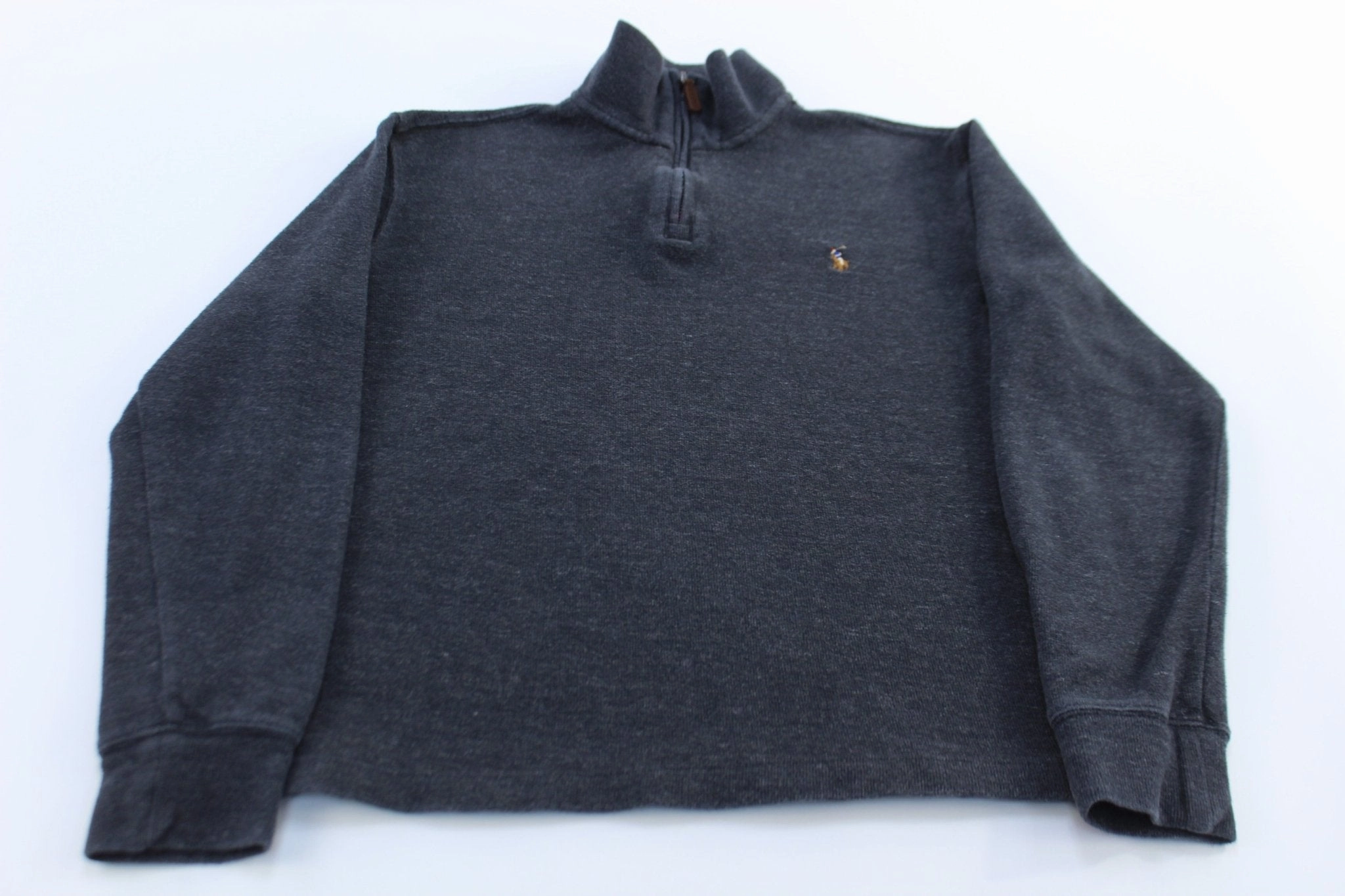 Polo Ralph Lauren Embroidered Logo Dark Grey Quarter Zip Sweater High-quality product belt definition