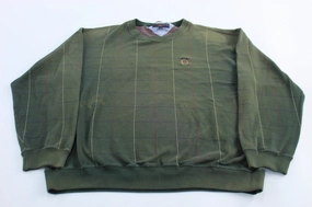 Comfortable Hoodie windproof Tommy Hilfiger Embroidered Logo Green Striped Golf Sweater