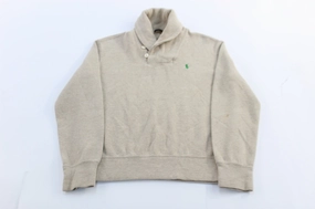 product dancing suitability product stain resistant convenience Polo Ralph Lauren Embroidered Logo Cream Shawl Sweater