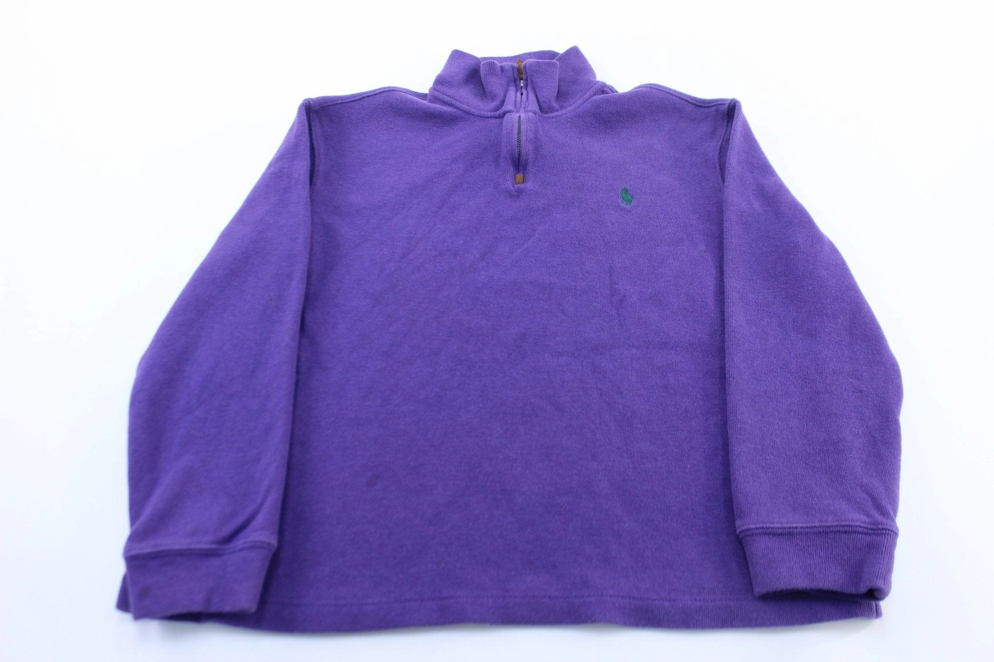 Shiny Finish Polo by Ralph Lauren Embroidered Logo Purple Pullover Sweater