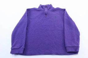 Shiny Finish Polo by Ralph Lauren Embroidered Logo Purple Pullover Sweater