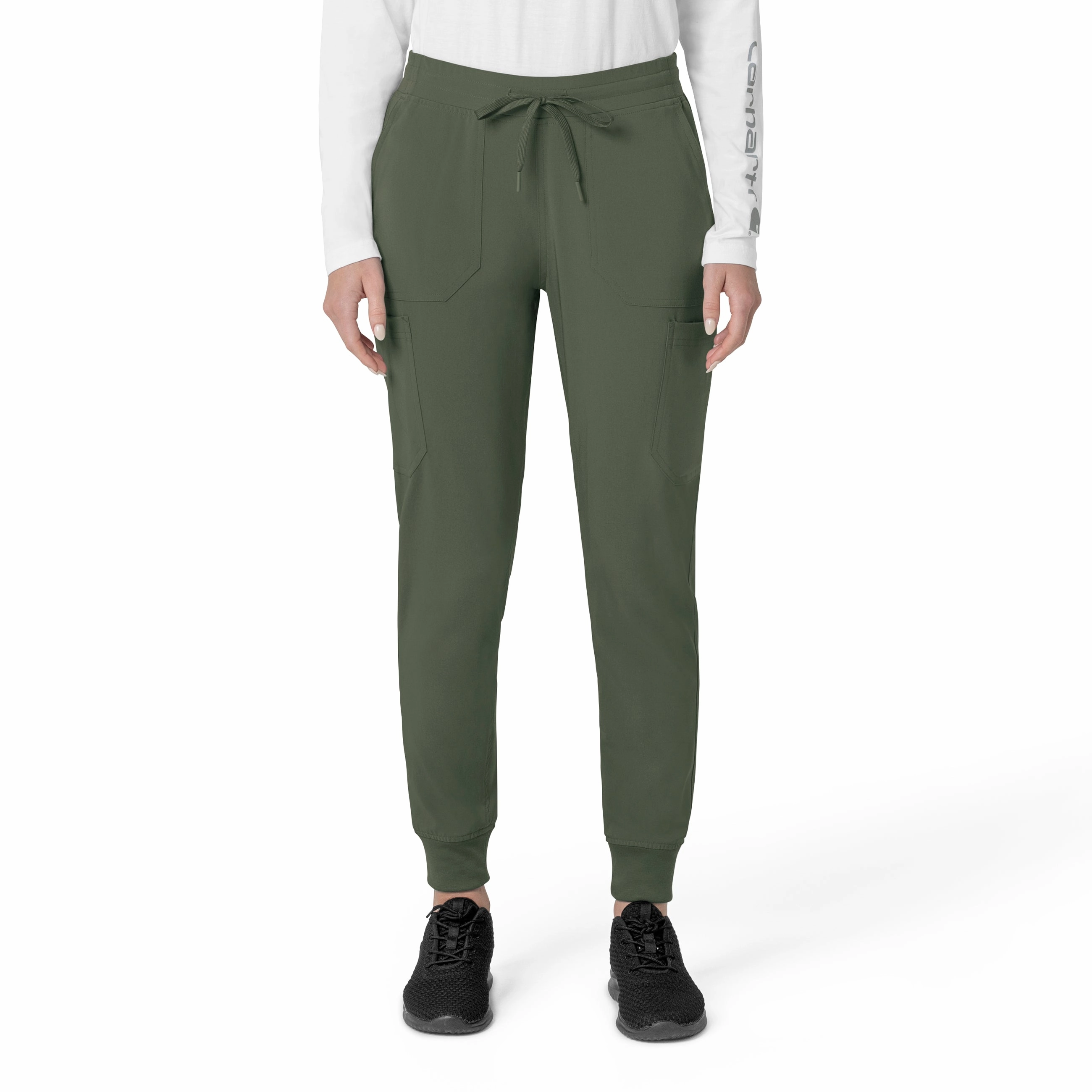 Carhartt Force Cross-Flex Women's Cargo Jogger Scrub Pant - Olive Active Fit breathable panels