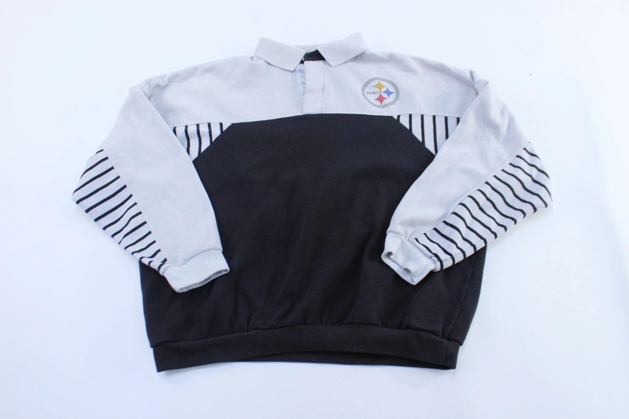90's Pittsburgh Steelers Striped Pullover Sweater Casual Outerwear Urban Hoodie