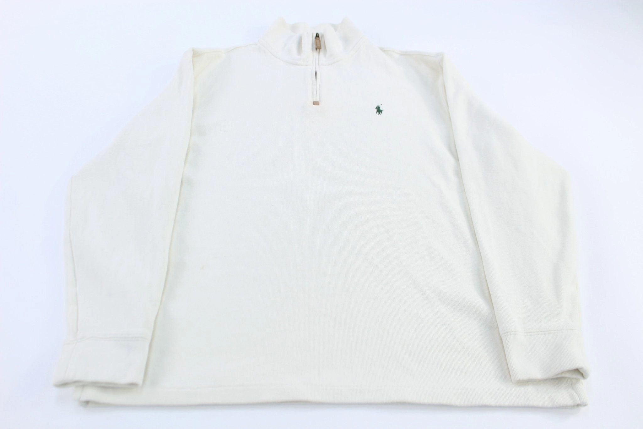 product polka dot playfulness Cold Weather Wear Polo Ralph Lauren Embroidered Logo White Quarter Zip Sweater