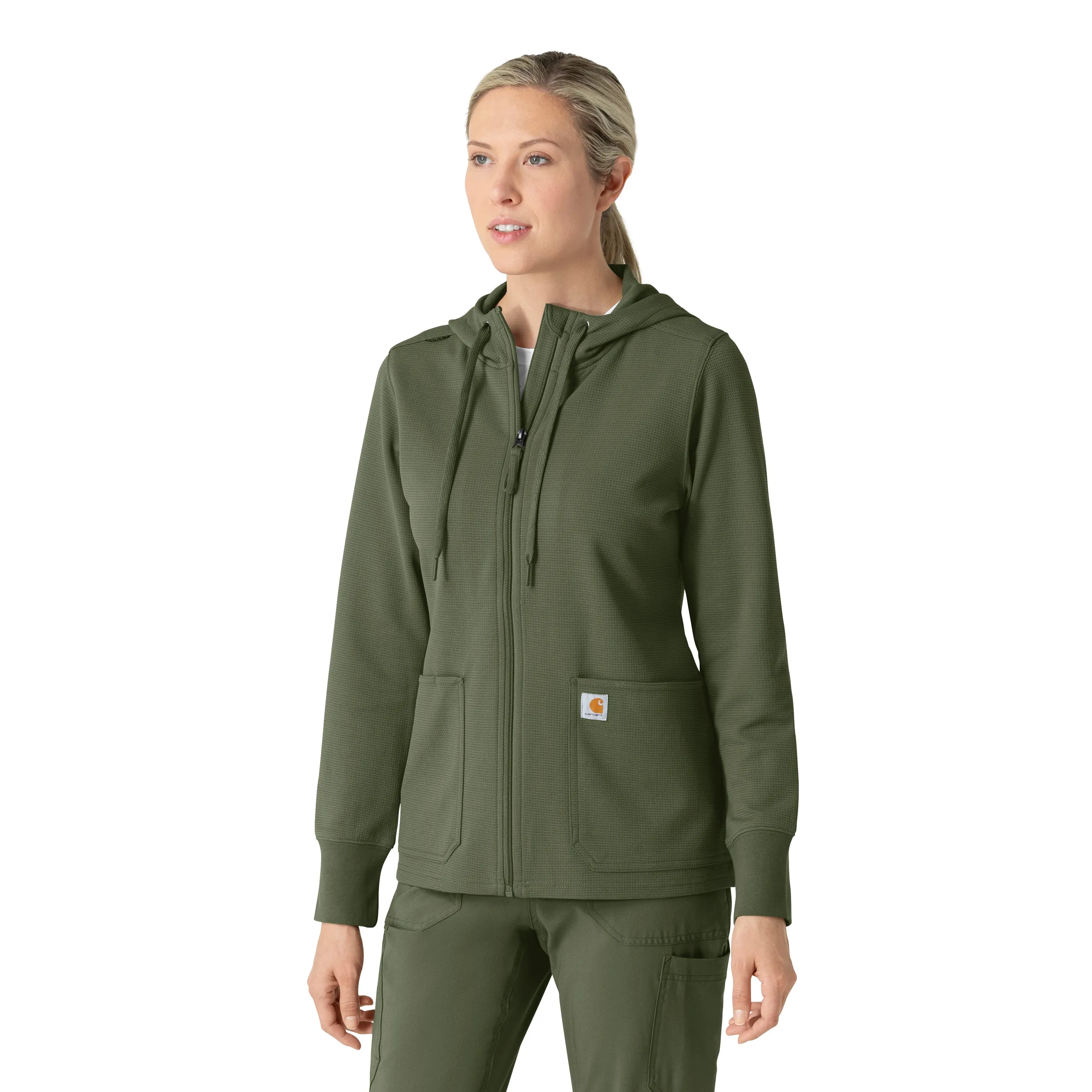 Casual Jacket Carhartt Women's Full Zip Waffle Hoodie - Olive