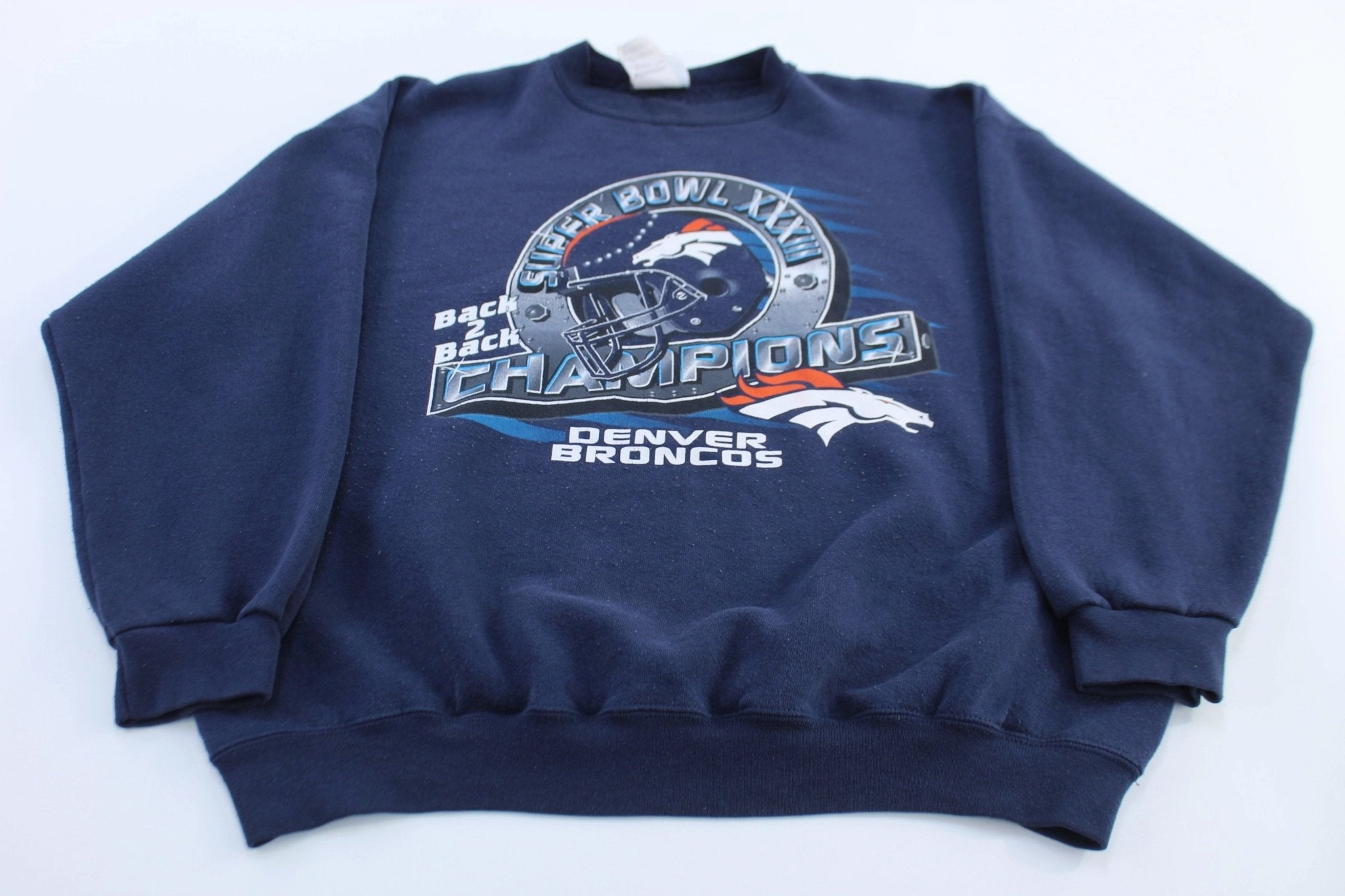 1999 Denver Broncos Football Back to Back SuperBowl Champions Sweatshirt Urban Relaxed brooch accents