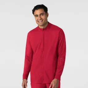Boundless Men's Warm Up Scrub Jacket - Red ContrastTipping Abrasion Resistant Fabric