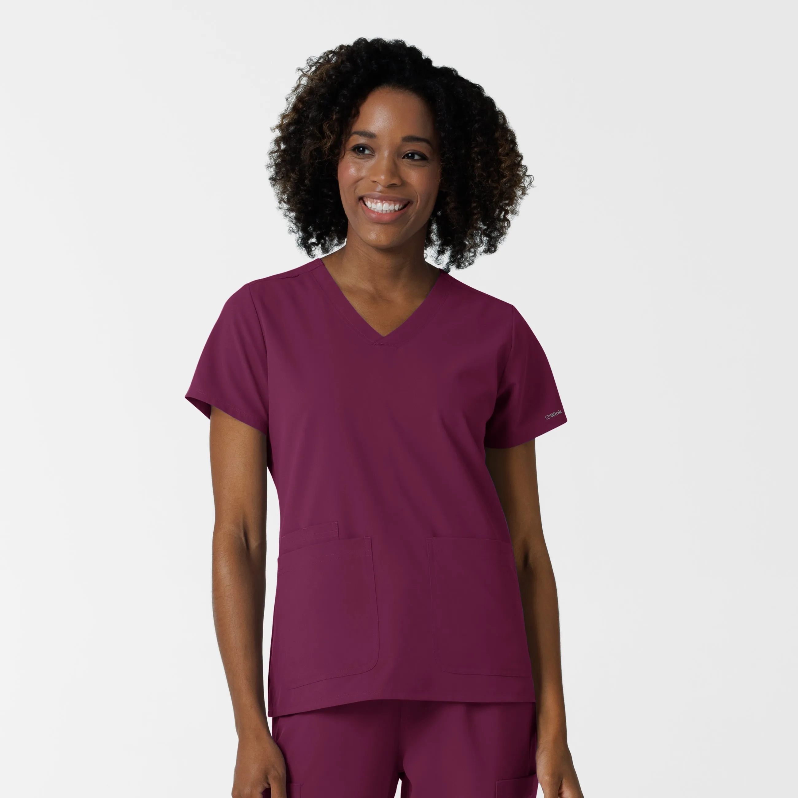 NURTUR Women's V-Neck Scrub Top - Wine Trendy Cardigan AllPurpose Design