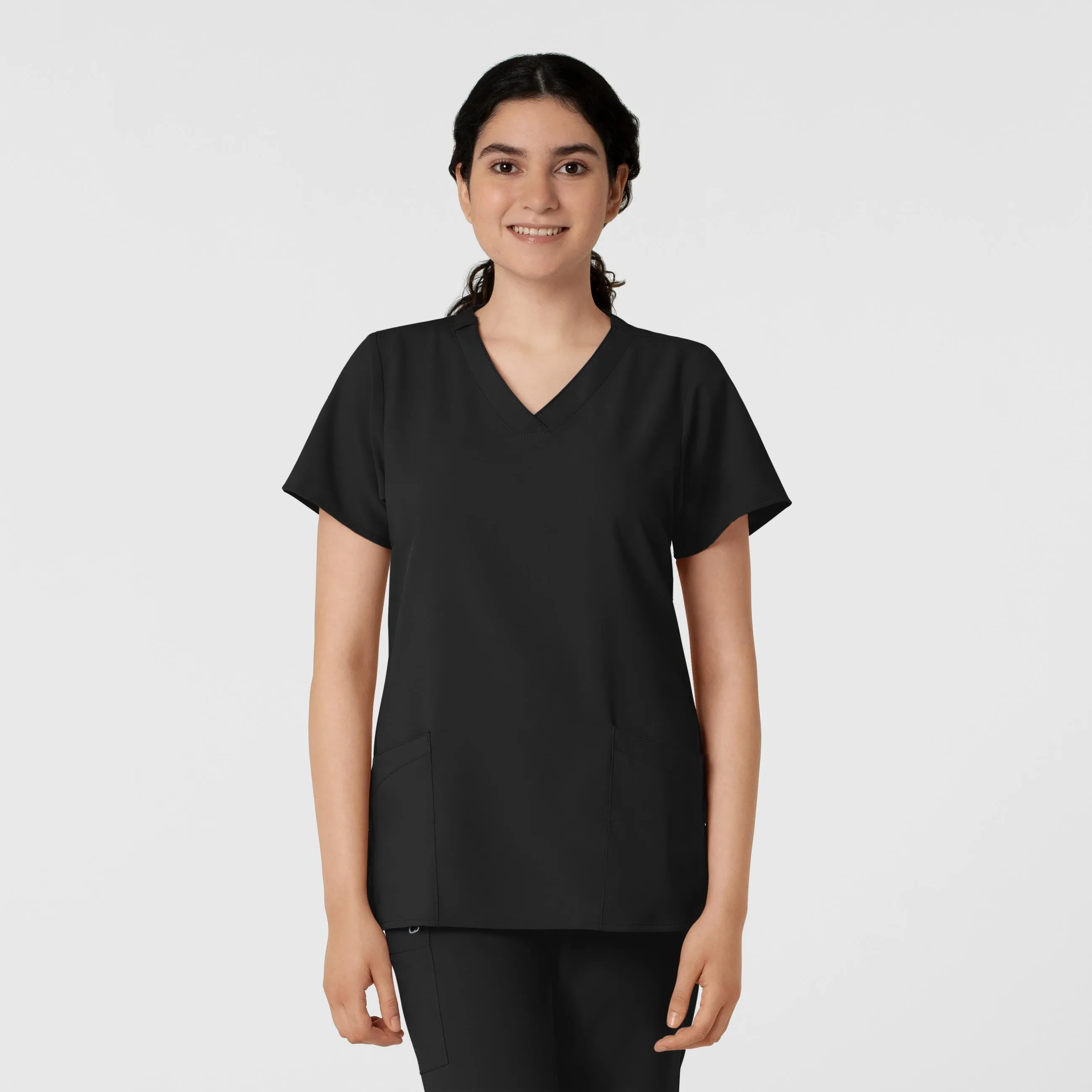 Bonded Seam Innovation W123 Women's Classic V-Neck Scrub Top - Black