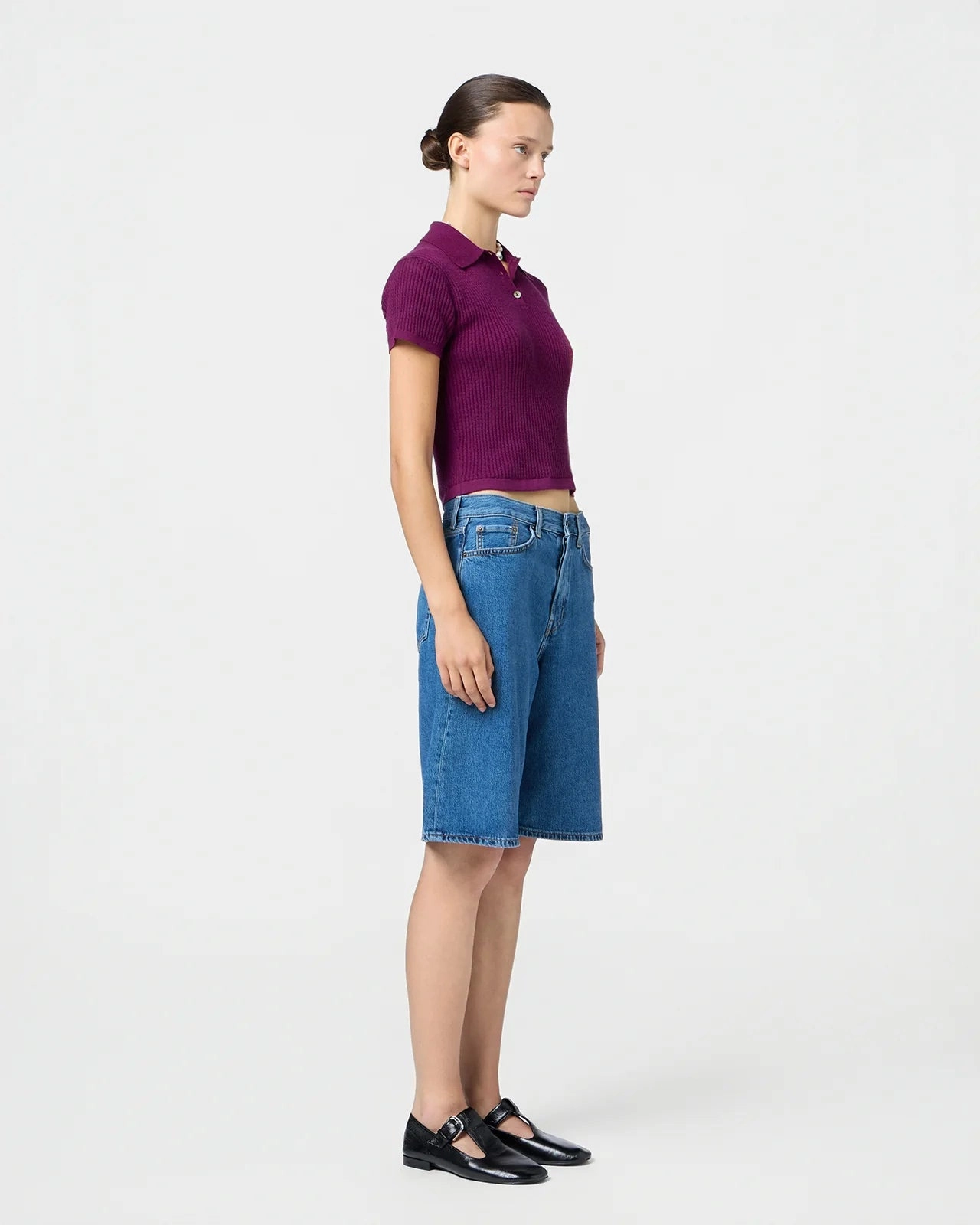 Shrunken Polo in Aubergine Sweat Wicking Lining Year Round