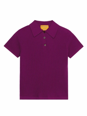 Layer Option Cozy Comfort Shrunken Polo in Aubergine