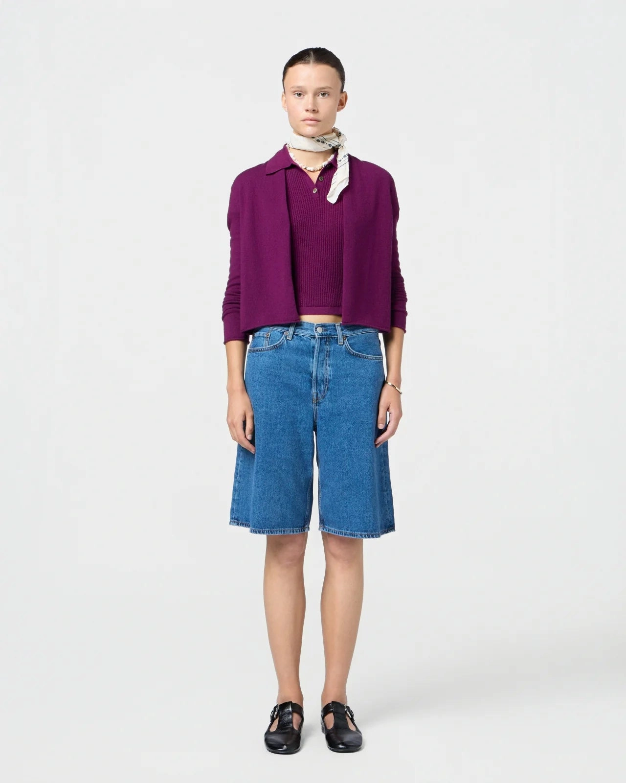 Office Friendly 3D Knitting Technology Shrunken Polo in Aubergine