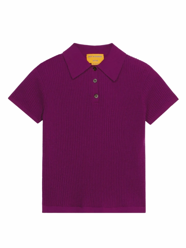 Layer Option Cozy Comfort Shrunken Polo in Aubergine