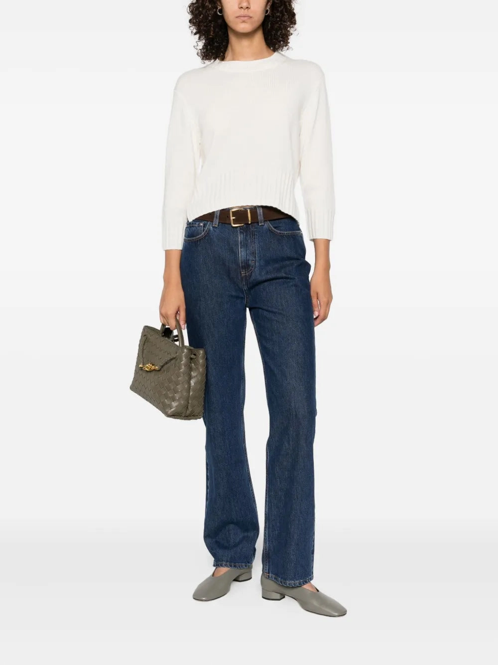 Quiet Style Home Casual Mora LDS Cropped Cashmere Sweater in Ivory