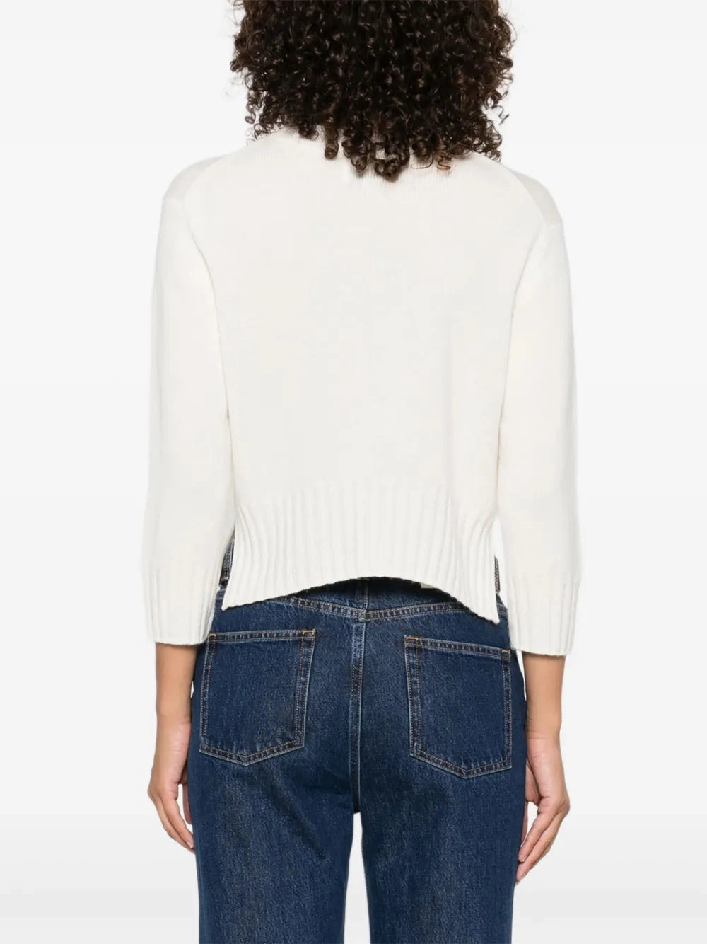 HighElasticity Fabric Mora LDS Cropped Cashmere Sweater in Ivory