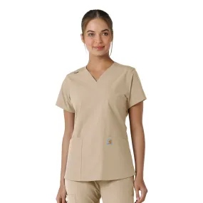 Versatile Base Layer Fashionable Fit Carhartt Force Essentials Women's V-Neck Knit Panel Scrub Top - Khaki