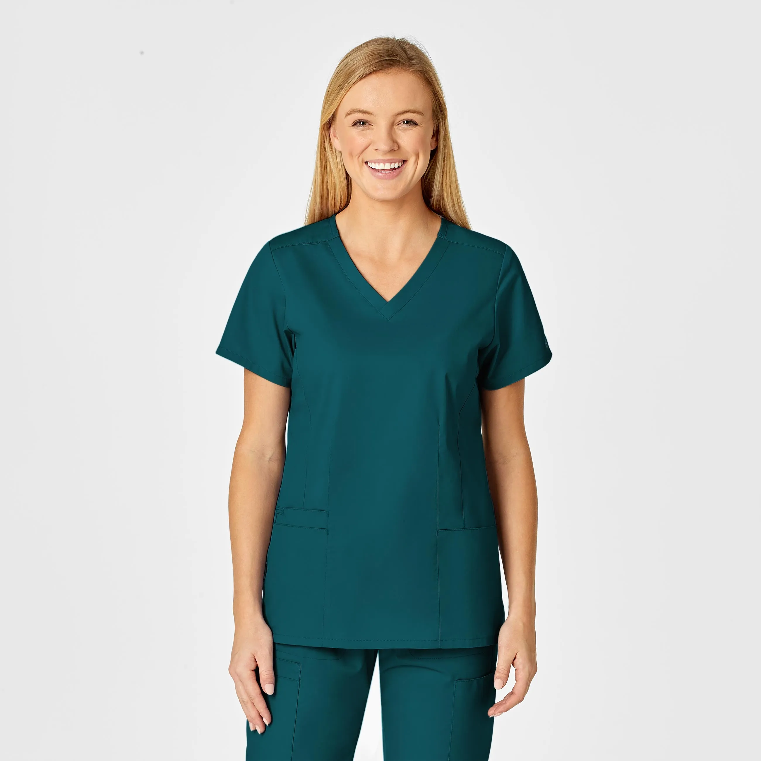 ZeroWastePattern WonderWORK Women's Shaped V-Neck Scrub Top - Caribbean