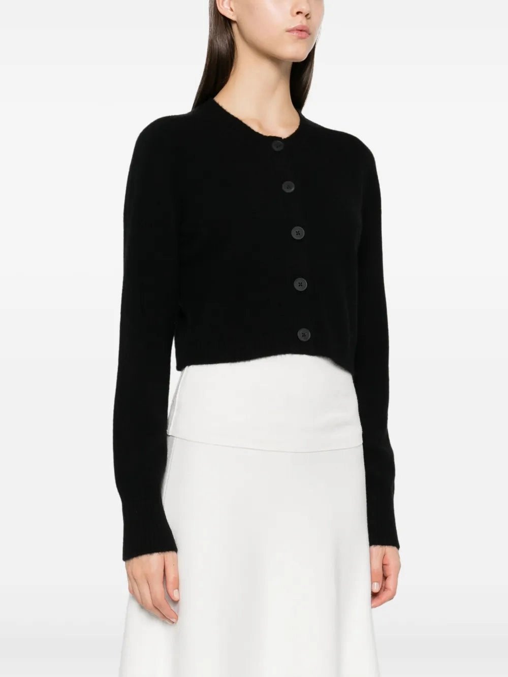 Street Ready Laidback Mood Zephir Cropped Cashmere Cardigan in Black